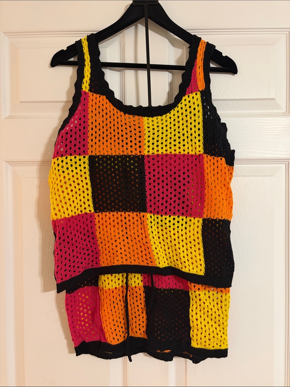 Trendy Threads Retro 70s Crochet Patchwork 2-Piece Festival Set